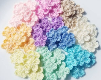 50 kleurrijke pastel mini gehaakte bloemen, prachtige pastelkleuren - bloemen van 3/4 tot 1 inch, 5 bloemen van elke kleur, snelle verzending
