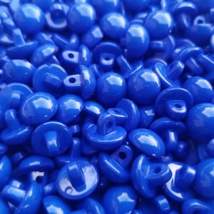 50 or 100 Cobalt Blue Dome Top Shank Buttons, size 10mm, 16L, Half Round buttons, mushroom buttons, animal eyes, Fast Shipping
