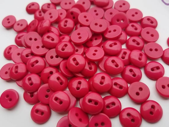 25 Red Bubble Top Buttons, Size 12.5mm, 1/2 Inch, 20L, 2 Sew