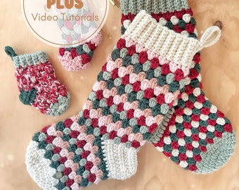 Granny Ruth Stocking Pattern + Video Tutorial | 2 SIZES,  Crochet Stocking Pattern