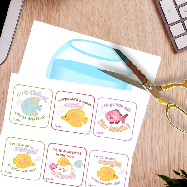 Fish Printable Pack | Fish Valentine Cards, Ocean Party Favors, Class Gift Tags