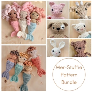 Mer-Stuffie Pattern Bundle | Mermaid Lollie Pattern + Merboy Nico + 6 Mer-Animals Mods