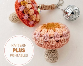 PATTERN Mini Granny Mushroom  + Printables | NO SEW Mini Granny Flora Mushroom