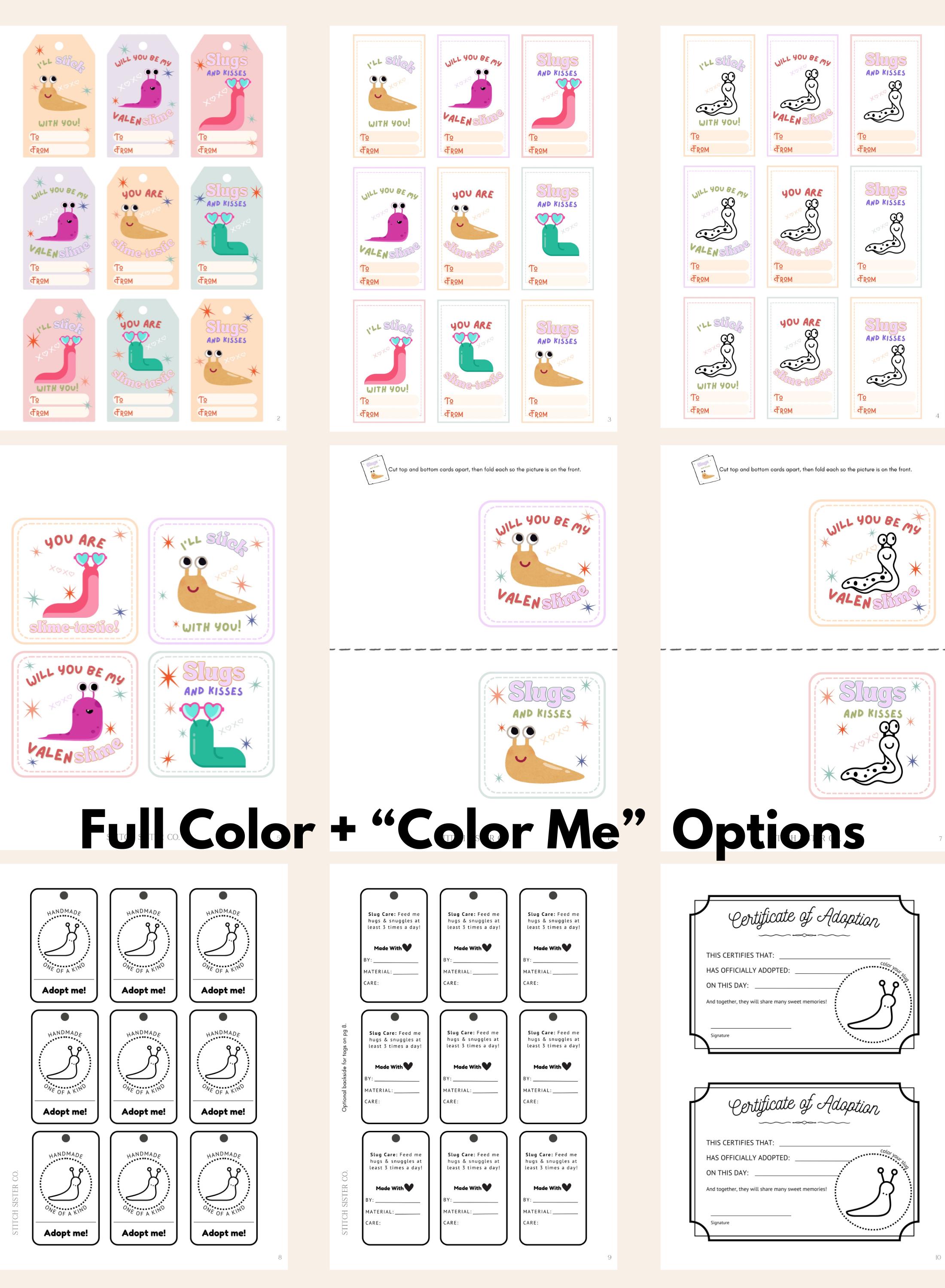 Slug Flash Card.pdf Slug Printable Pack | 9 Pages | Hang Tags, Valentine Cards, Adoption ...