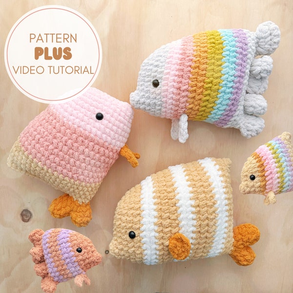 Bellamy & Bebe Butterfly Fish Pattern + Video Tutorials | Rainbow Pocket Fish | NO SEW Crochet