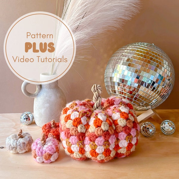 Granny Pumpkin Pattern | 3 SIZES, Crochet Pumpkin Pattern + Video Tutorials