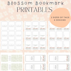 May include: Printable bookmark designs featuring a floral theme with the text "Thanks for helping me grow!" and a book with a ribbon bookmark. The designs are available in two sizes and six different styles.