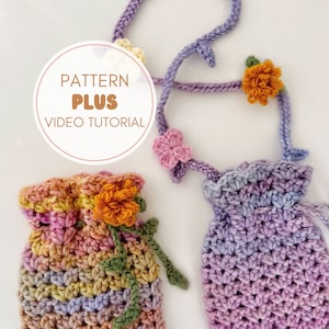Sac à cordon coulissant Posy Pocket | Sac à main fleur au crochet, sac à main pour tout-petit