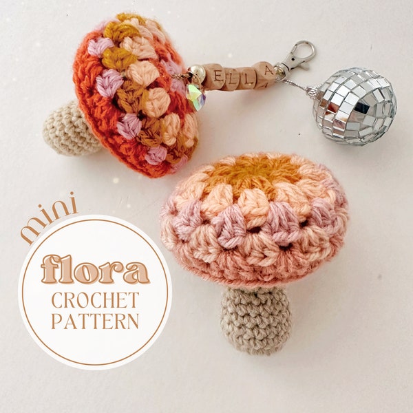 MINI Granny Flora Mushroom Crochet Pattern + Valentine and Christmas Card Printables | NO SEW Mushroom