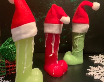 Gorro de Papá Noel y lazo de regalo de broma Jabón con forma de pene y gorro de Papá Noel Regalo de jabón de broma navideño 4,5 pulgadas de alto