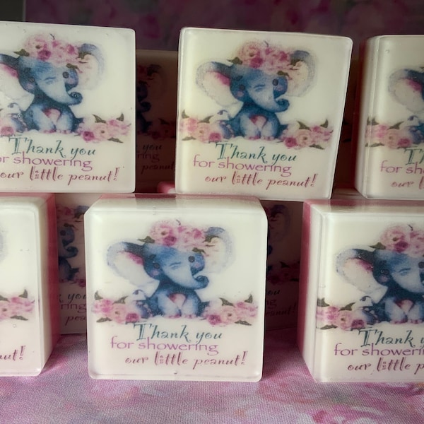 Baby Shower Soap Favors: Pink Elephant Theme, Set of 10