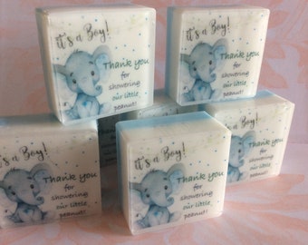 Jabones de elefante para baby shower: tema de niño, juego de 10