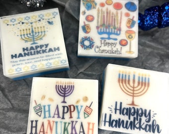 Juego de jabones con imagen de Hanukkah: juego de 4 jabones de regalo con diseño hecho a mano