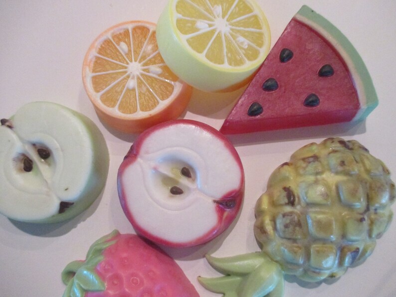 Set of 7 large fruit shaped soaps soap gift set for women and Etsy