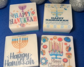 Set de regalo de jabón Happy Hanukkah: Jabones en barra hechos a mano, juego de 4