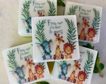 Jabones de safari para baby shower: jabones artesanales de manteca de karité (juego de 10)