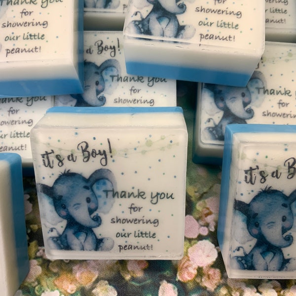 Elephant Baby Shower Soap Favors: Boy Theme, Set of 10