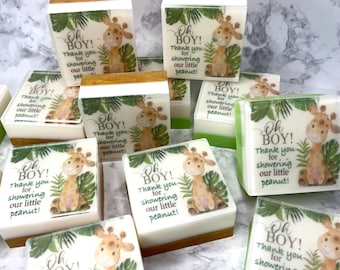 Jabones de jirafa para baby shower: tema de niño, juego de 10