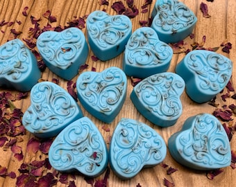 Mini recuerdos de jabón con forma de corazón: pétalos de rosa, para baby shower de boda, juego de 10