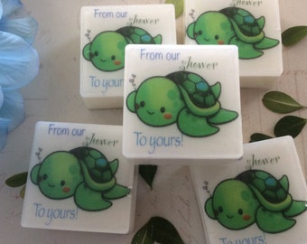 Set of 10 green turtle baby shower soap favors turtle theme baby shower from our shower to yours unisex