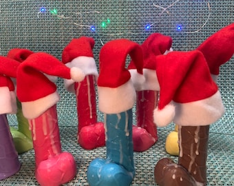 Jabón con forma de pene y gorro de Papá Noel, jabón de broma, jabón de elefante blanco, jabón de pene de 11,4 cm.