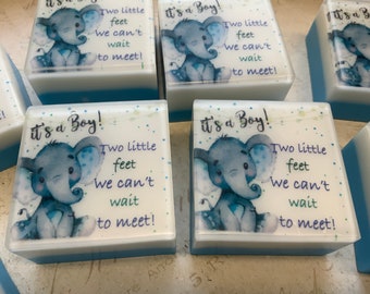 Recuerdos de jabón para baby shower: temática de elefante azul, juego de 10