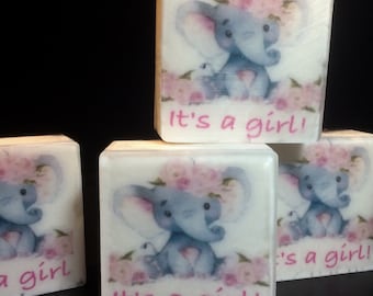 Baby girl baby shower soap favors set of 10 baby girl soap favors elephant pink party soap favors girl