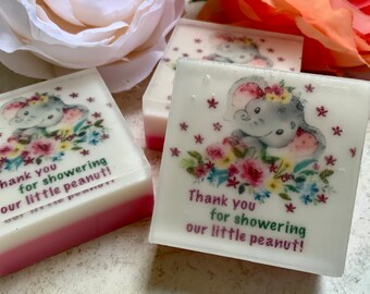 Baby girl baby shower soap favors set of 10 baby girl soap favors pink elephant theme baby shower