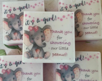 Jabones para baby shower: tema de niña elefante rosa, juego de 10