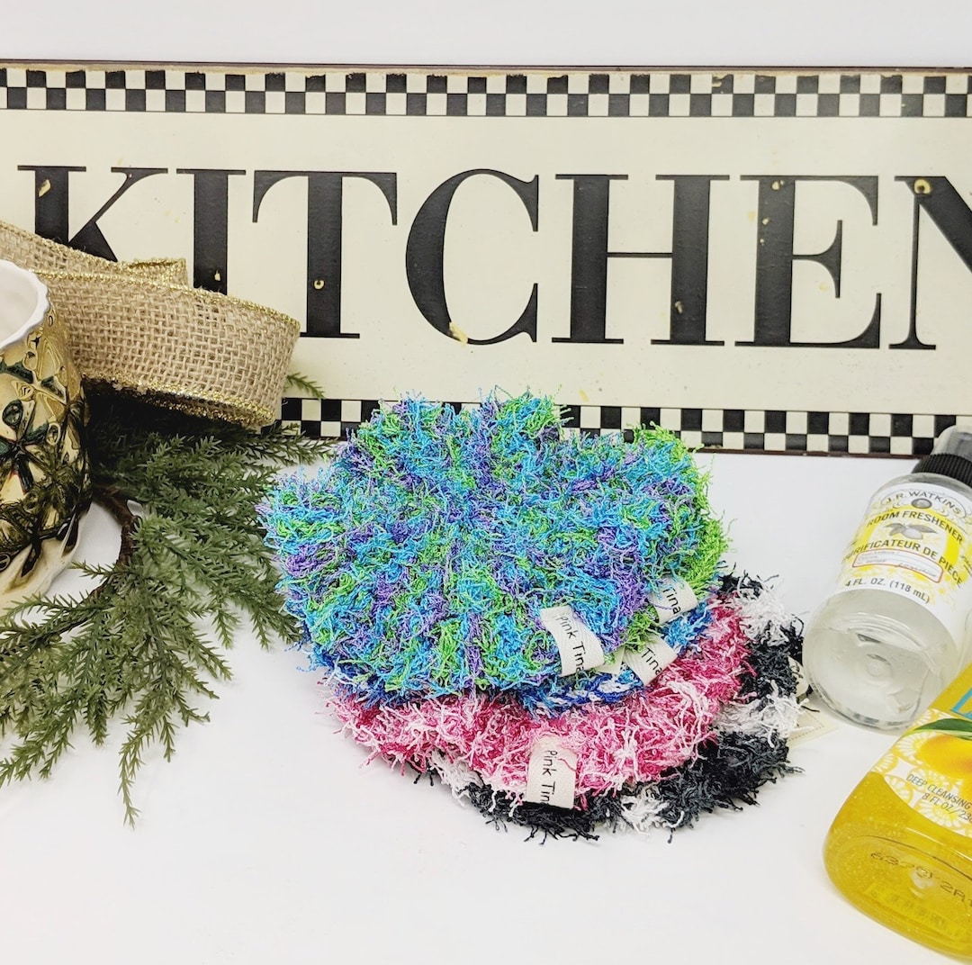 Set of 3-large Scrubbies (crocheted, Eco-friendly, Reusable, & Durable ...