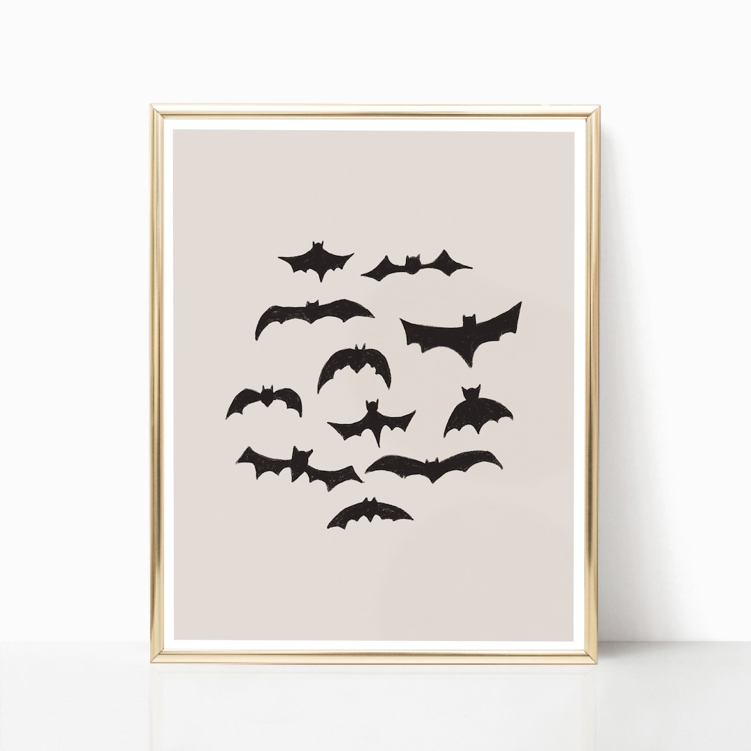 HALLOWEEN BATS, Illustration, Bat Print, Wall Decor, Trick or Treat ...