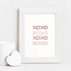 Hugs and Kisses Valentinstag Printable Wall Art, XOXO Pink Valentine Print, Valentinstag Geschenk, Hugs and Kisses Print Schild, xoxo row print