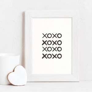 Hugs and Kisses Valentinstag Printable Wall Art, XOXO Black Valentine Print, Valentinstag Geschenk, Hugs and Kisses Print Sign, xoxo row print