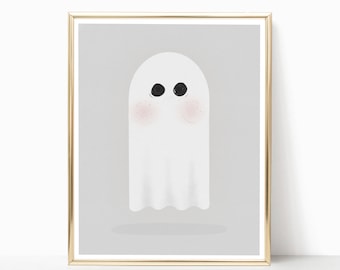 Ghost, HALLOWEEN Print, Fall, BOO, Trick or Treat, Wall decor, ghost illustration, Kids Decor, Art wall hanging, digital, printable, Art