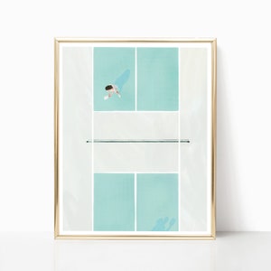 PICKLEBALL illustratie, moderne AFDRUKBAAR, kunst aan de muur, spel, sport, pickleballbaan, sportclub, print, moderne abstracte kunst, digitale download