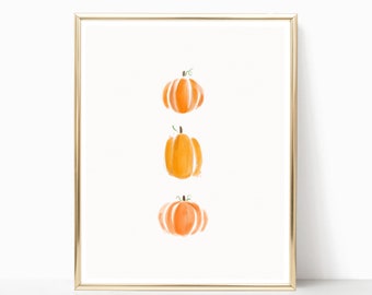 Autumn Watercolor PUMPKIN Print, HALLOWEEN Illustration, Wall decor, watercolor, fall, ART Print, Wall Art Decor, digital, fall, printable