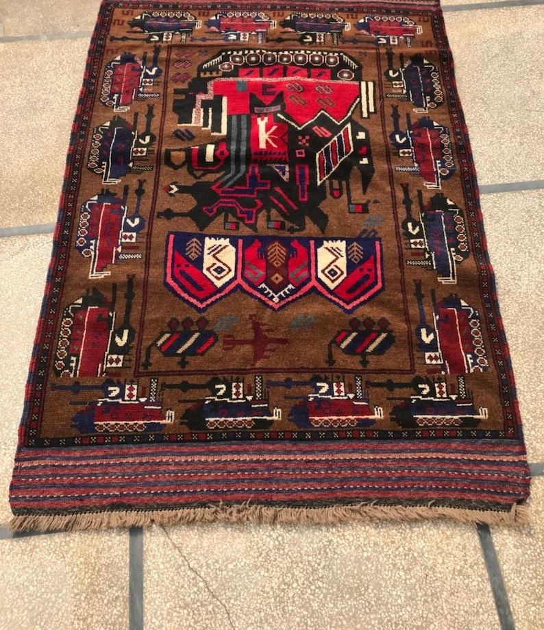 Jahrgang Herathi Bildliche Krieg Design Wollteppich L U00e4nge 187