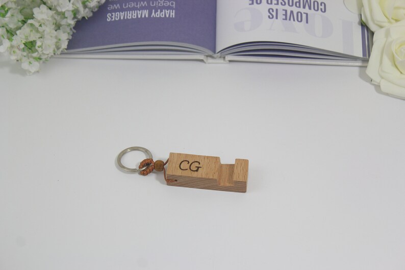 Personalised Phone Holder Keyring. Wooden Keyring. Mobile Etsy