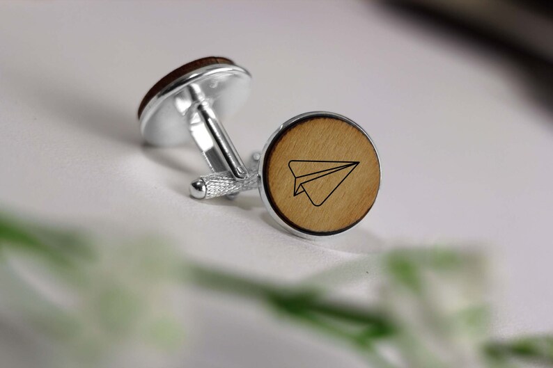 Gifts For Him,Wedding Minimalist Cufflinks Paper Plane Wooden Engraved Cufflinks Laser Engraved Wooden Cufflinks Design Wooden Cufflinks