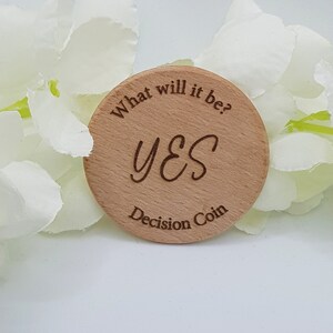 Wooden Decision Coin: Yes/No Flip Coin, Novelty Gift