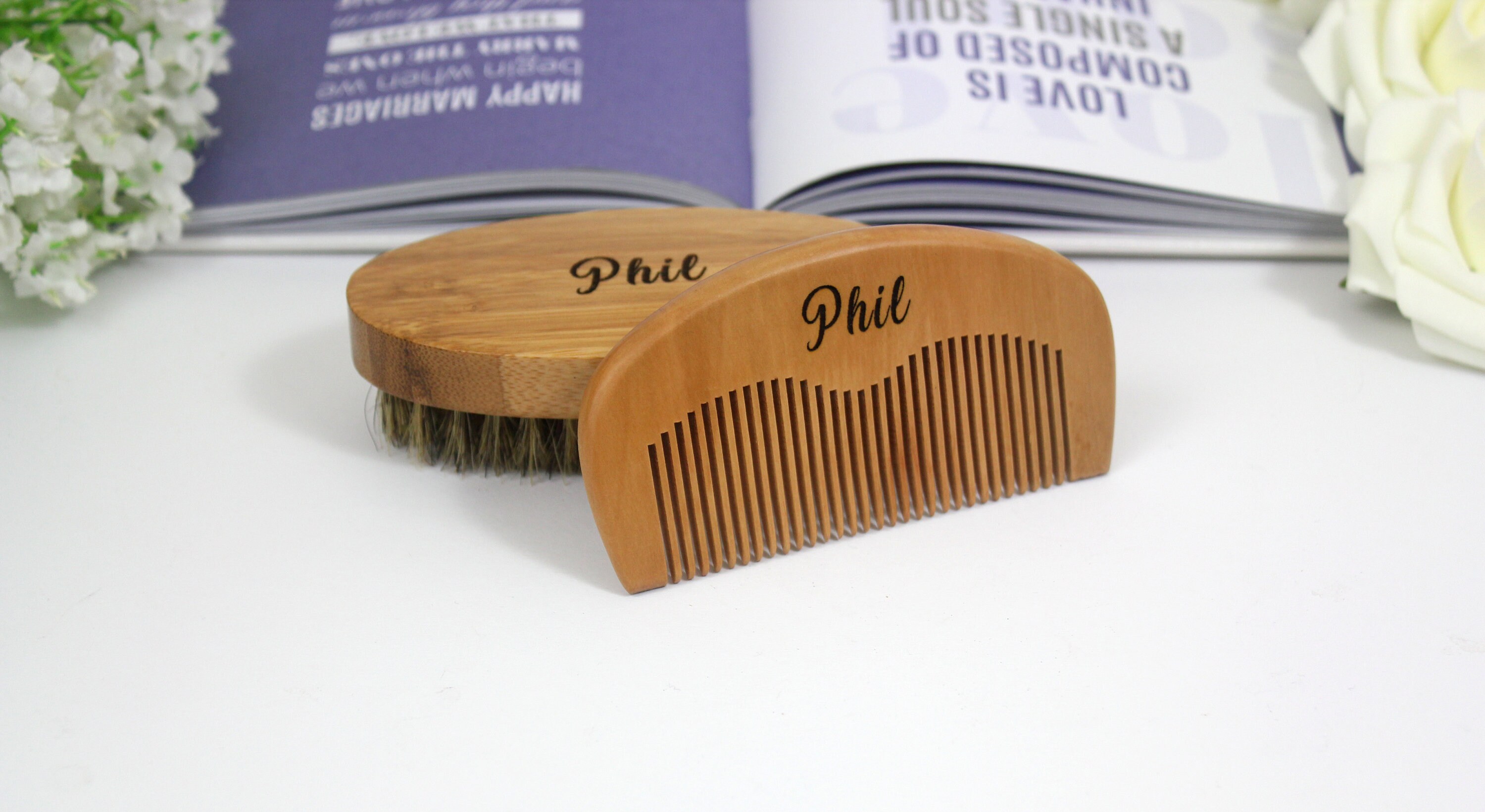 personalised brush and comb set