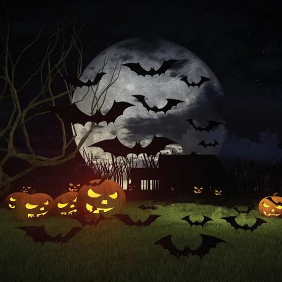 120 Pezzi Di Decorazioni Di Halloween A Forma Di Pipistrello 3D Adesivi Murali Realistici E Spaventosi~p147274417
