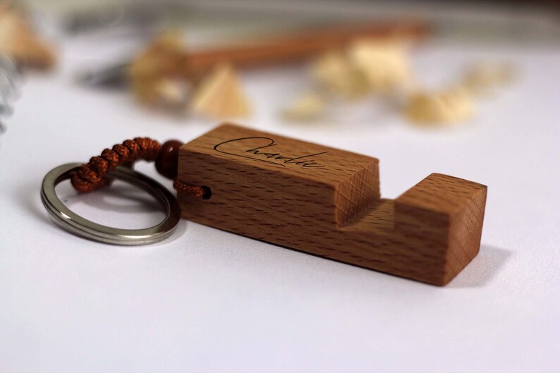 Personalised Phone Holder Keyring. Wooden Keyring. Mobile Etsy