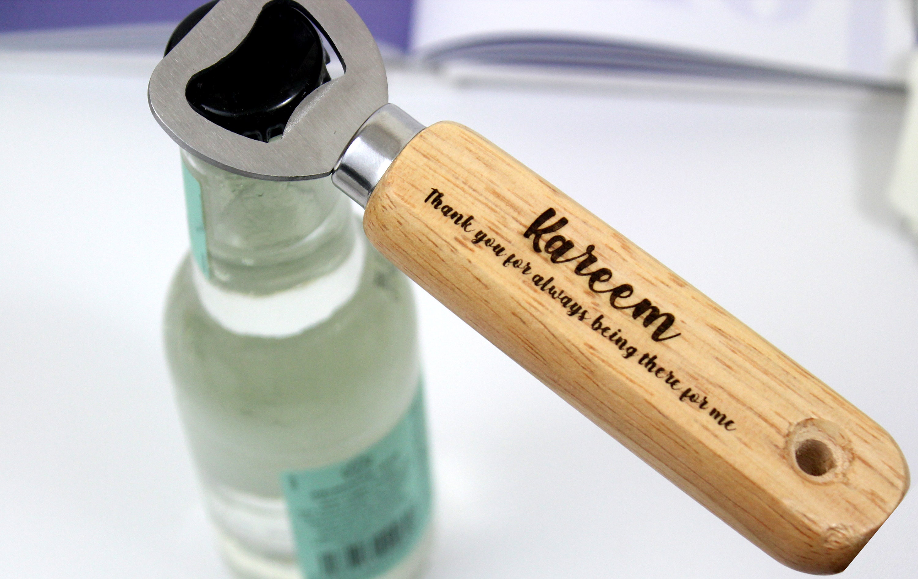 Personalised Wooden Bottle Opener Gift For Men And Women. Unique Custom