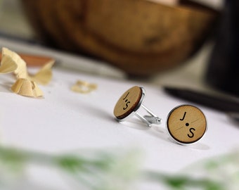 Personalised Wooden Engraved Cufflinks. Personalised Cufflinks. Custom Cuff Links. Laser Engraved Wooden Cufflinks. Gifts For Him.