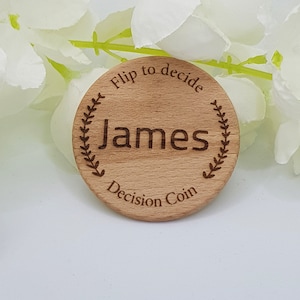 Personalised Decision Coin. Couples Decision Making Game. Stocking Filler. Wooden Decision Coin. Gifts for Friends and Family.