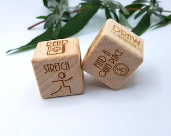 Self Care Dice. Anxiety Relief Dice. Stress Relief Dice. Mental Health Dice. Stocking Gift. Self Care Gift. Wellness Wooden Meditation Dice