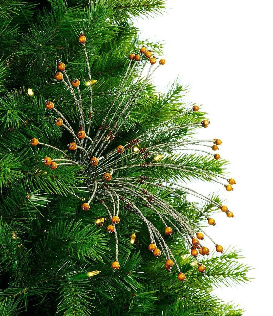 24 inch Silver metal beaded Christmas tree picks ornament Etsy