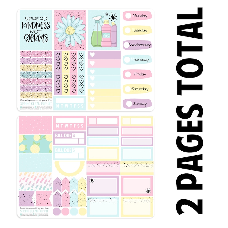 Holo Foil Planner Stickers Spring Clean Pup Kit