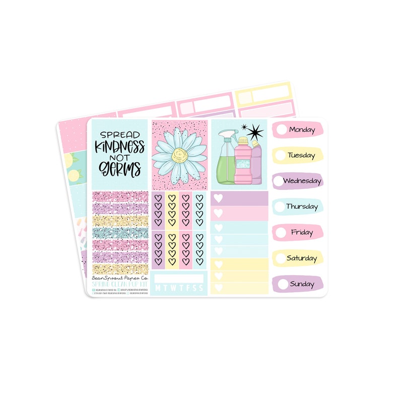 Holo Foil Planner Stickers Spring Clean Pup Kit